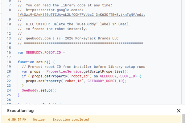 GeeBuddy robot setup complete